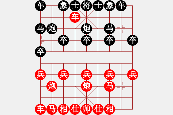 象棋棋谱图片：002顺炮横车破直车他先上马弃马局 - 步数：10 